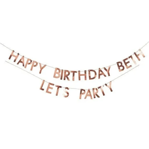Mix It Up Rose Gold Personalised 'Happy Birthday' Paper Banner - 4M
