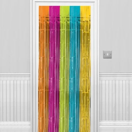 Multi Coloured Bright Foil Curtain - 2.4M