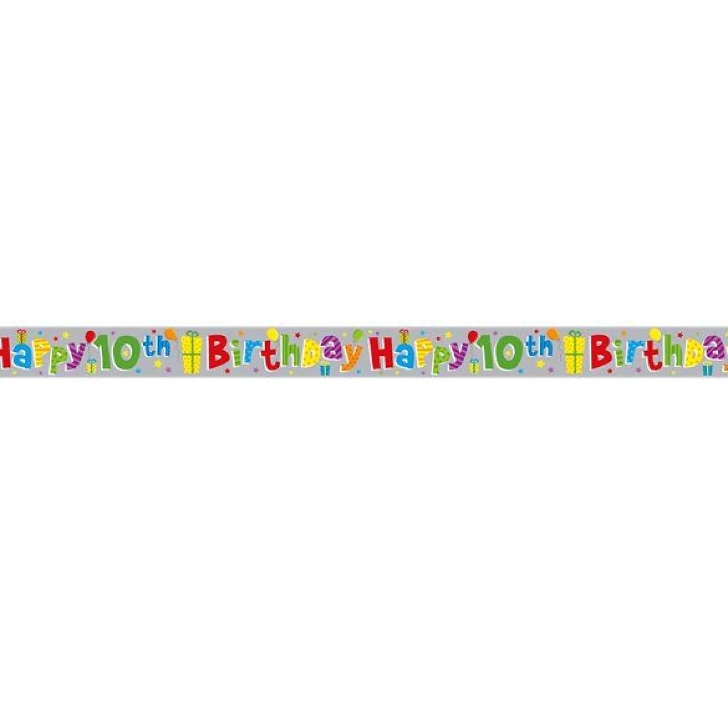 Multi Coloured 'Happy 10Th Birthday' Holographic Foil Banner - 2.6M
