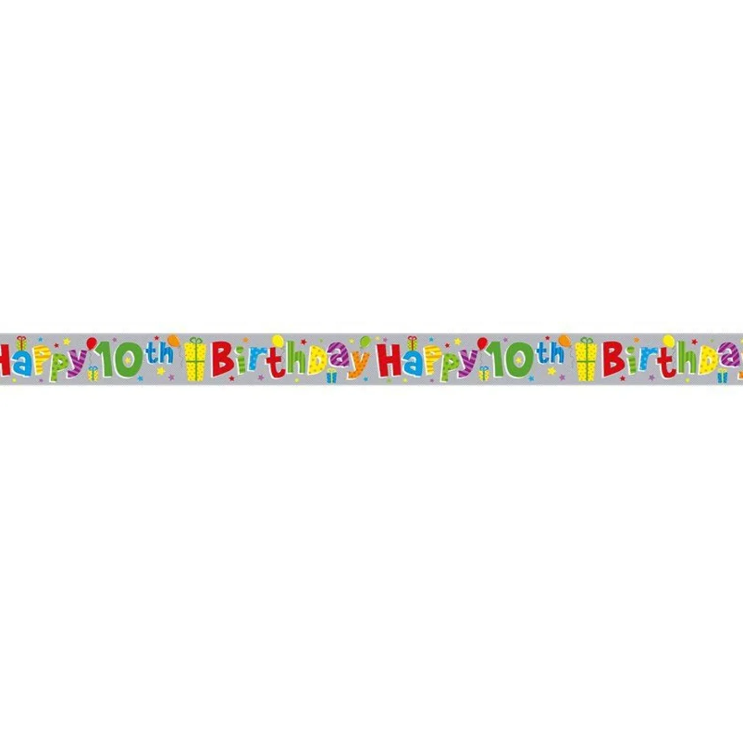 Multi Coloured 'Happy 10Th Birthday' Holographic Foil Banner - 2.6M