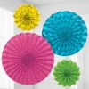 Multi Coloured Paper Glitter Fan Decorations (4Pk)