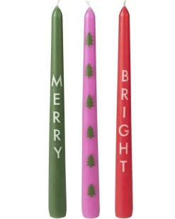 Multicoloured Merry, Bright, Trees Candles