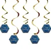 Navy & Gold Geode 'Happy Birthday' Hanging Swirls (5Pk)