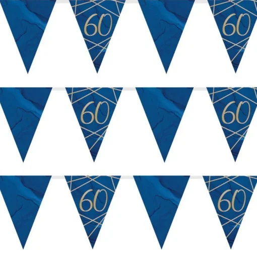 Navy & Gold Geode 60Th Birthday Paper Bunting - 3.7M