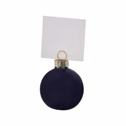 Navy Flocked Bauble Place Card Holders (6Pk)