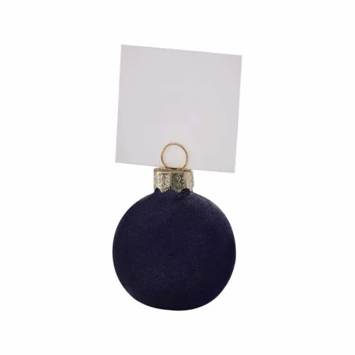 Navy Flocked Bauble Place Card Holders (6Pk)
