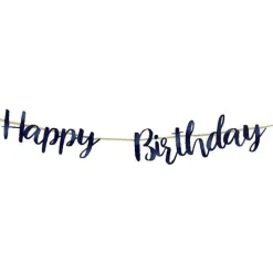 Navy Happy Birthday Paper Bunting - 1.8M