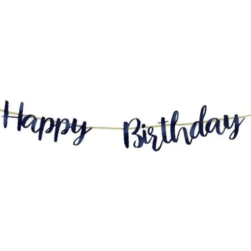 Navy Happy Birthday Paper Bunting - 1.8M