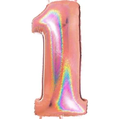 Number 1 Glitter Rose Gold Foil Balloon - 40"