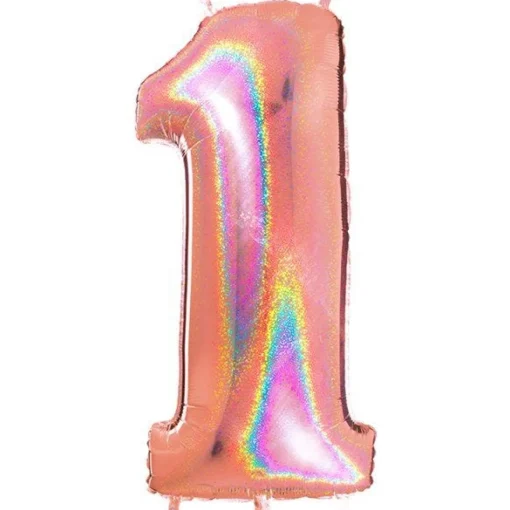 Number 1 Glitter Rose Gold Foil Balloon - 40"