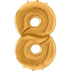 Number 8 Gold Foil Balloon - 64"