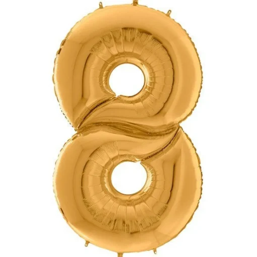 Number 8 Gold Foil Balloon - 64"