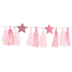 Pamper Party Pink Glitter Star Tassel Garland - 2M