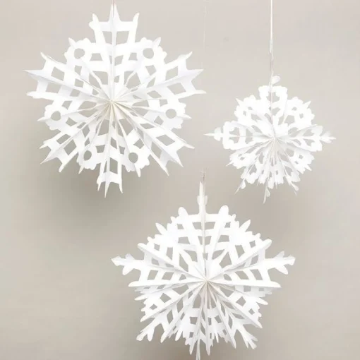 Paper Snowflake Hanging Fans - 30-40Cm (3Pk)
