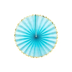 Pastel Blue & Gold Paper Fans (3Pk)