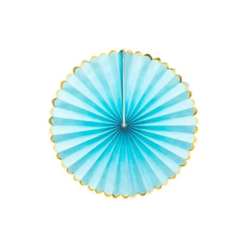 Pastel Blue & Gold Paper Fans (3Pk)