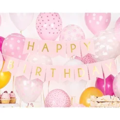Pastel Pink & Gold Happy Birthday Banner - 1.7M