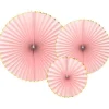 Pastel Pink & Gold Paper Fans (3Pk)