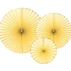 Pastel Yellow & Gold Paper Fans (3Pk)