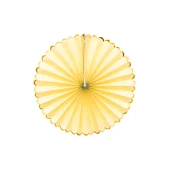 Pastel Yellow & Gold Paper Fans (3Pk)