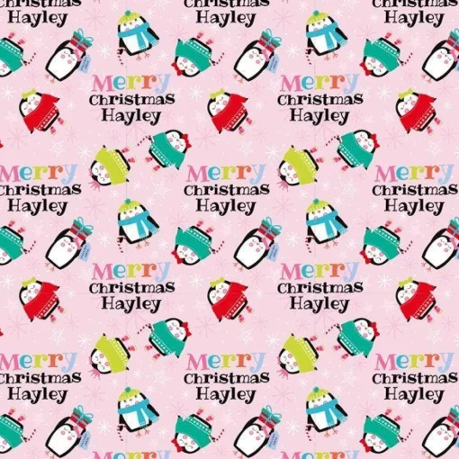 Penguin Sparkle Christmas Personalised Wrapping Paper - 62 X 100Cm Sheet