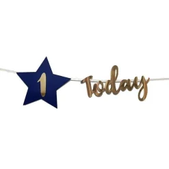 Personalised Navy & Gold 'Today' Bunting With Stickers