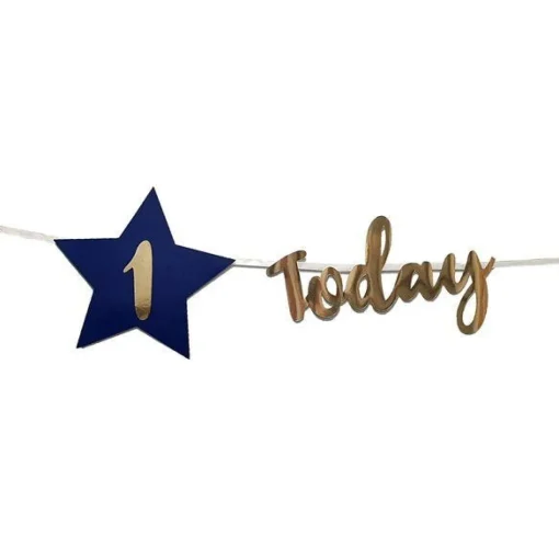 Personalised Navy & Gold 'Today' Bunting With Stickers