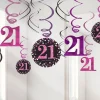 Pink Age 21 Hanging Swirls - 45Cm (12Pk)