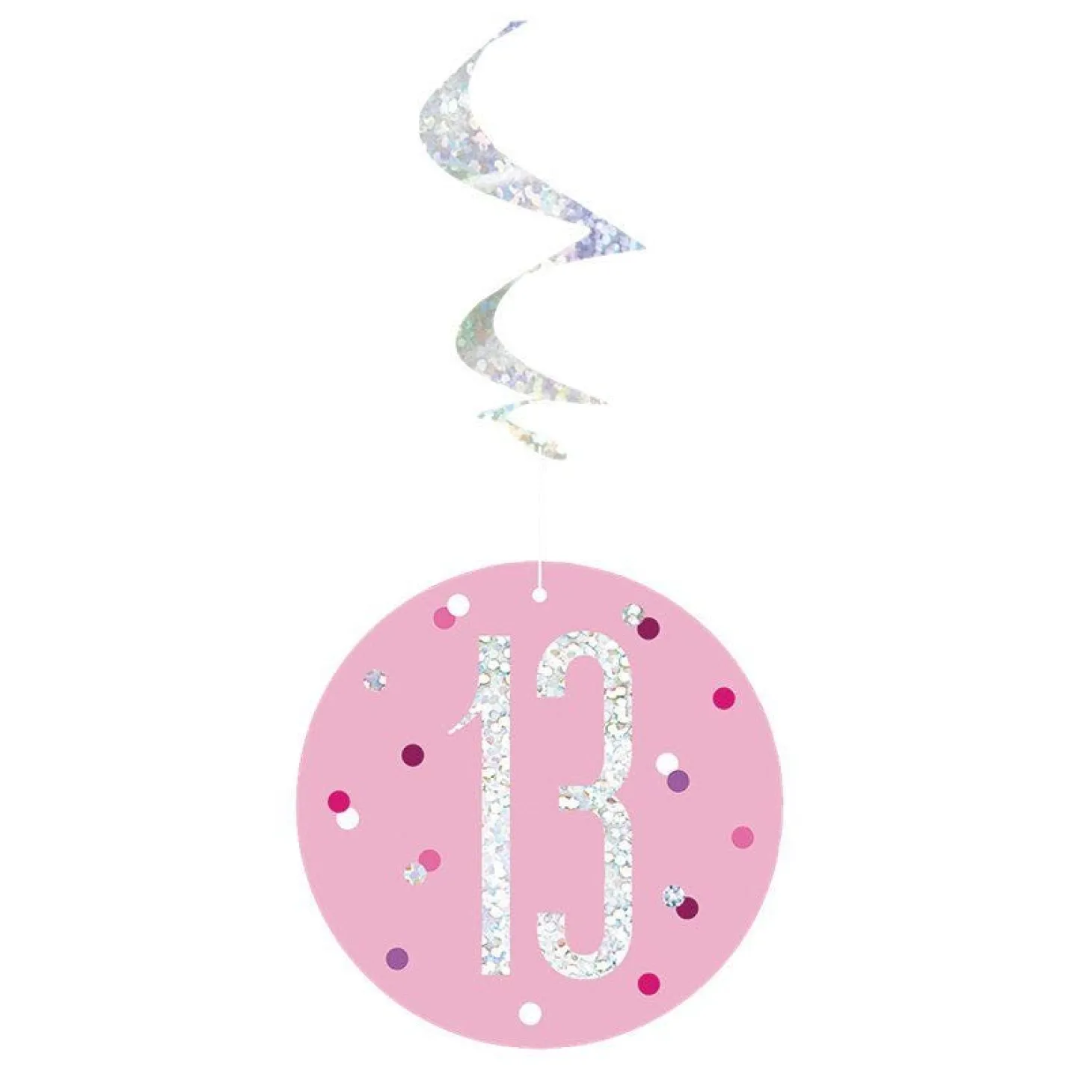 Pink Birthday Glitz Age 13 Hanging Swirls - 80Cm (6Pk)