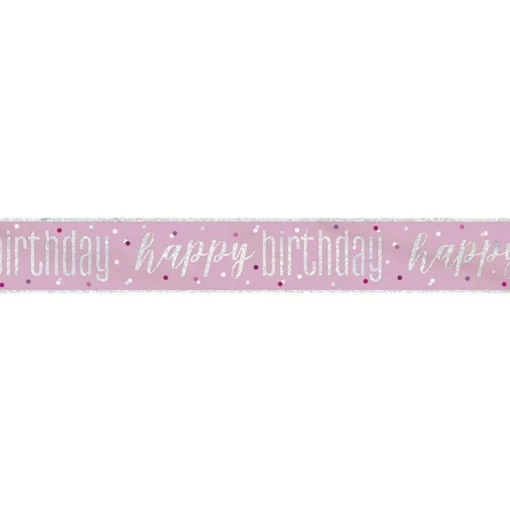 Pink 'Happy Birthday' Foil Banner - 2.75M