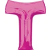 Pink Letter T Air Filled Balloon - 16" Foil