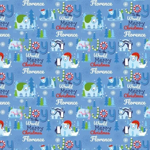 Polar Bear Christmas Personalised Wrapping Paper - 62 X 100Cm Sheet