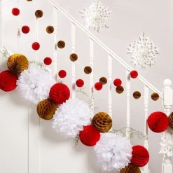 Red & Gold Christmas Staircase Decorating Kit