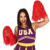 Red Cheerleading Pom Poms - Standard Tinsel