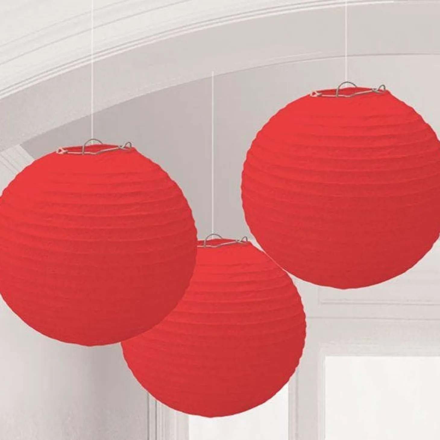 Red Paper Lantern Decorations - 24Cm (3Pk)