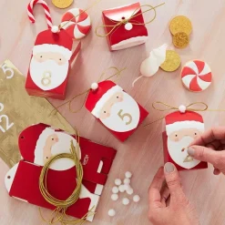 Red Santa Shaped Christmas Advent Calendar Boxes (24Pk)