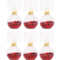 Red Star Confetti Place Card Holders - 5 X 5Cm (6Pk)