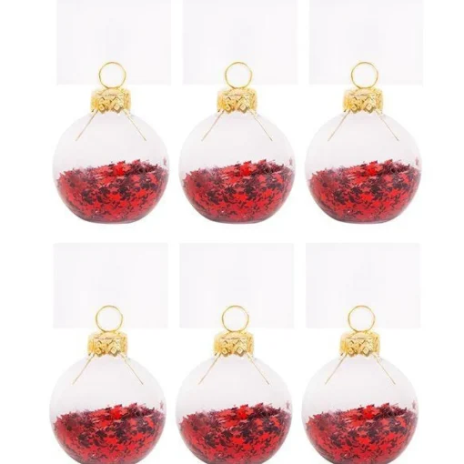 Red Star Confetti Place Card Holders - 5 X 5Cm (6Pk)