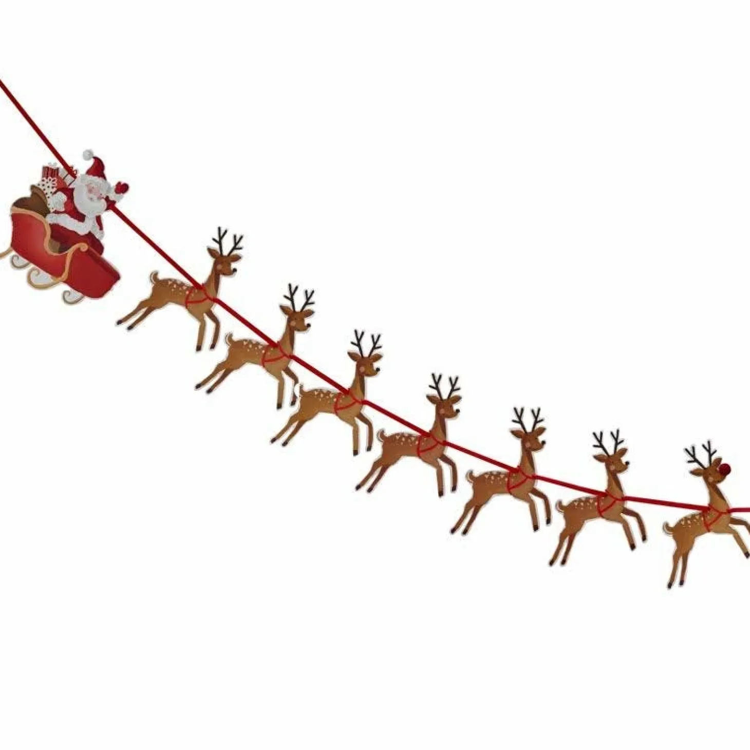 Reindeer & Santa Sleigh Christmas Bunting - 1.8M