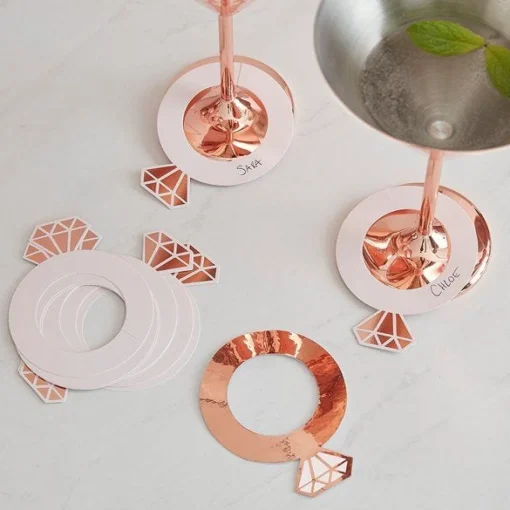 Ring Shaped Rose Gold Foil Drink Markers (10Pk)