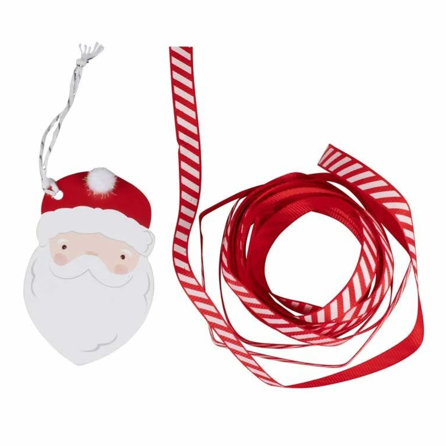 Santa Face Gift Tags With Red & White Ribbon (8Pk)