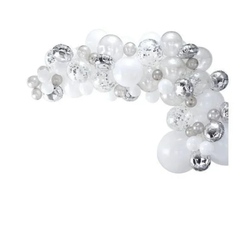 Silver Balloon Arch - 70 Balloons