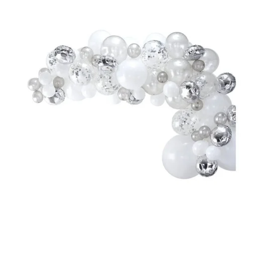 Silver Balloon Arch - 70 Balloons