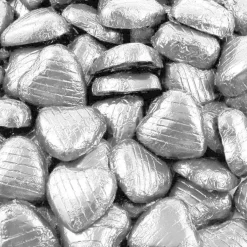 Silver Foil Chocolate Hearts - 1Kg