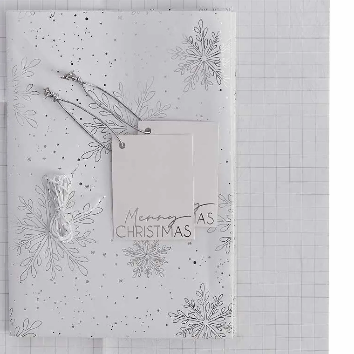 Silver Foiled Snowflake Christmas Wrapping Paper Kit