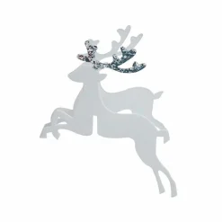 Silver Glitter Reindeer Glass Decoration (10Pk)