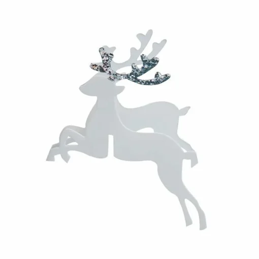 Silver Glitter Reindeer Glass Decoration (10Pk)