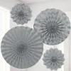 Silver Paper Glitter Fan Decorations (4Pk)