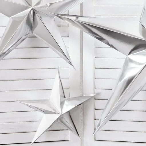 Silver Paper Star Decoration - 30Cm