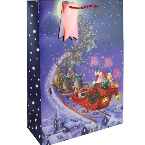 Sleigh Ride Santa Extra Large Gift Bag - 45.5Cm X 33Cm